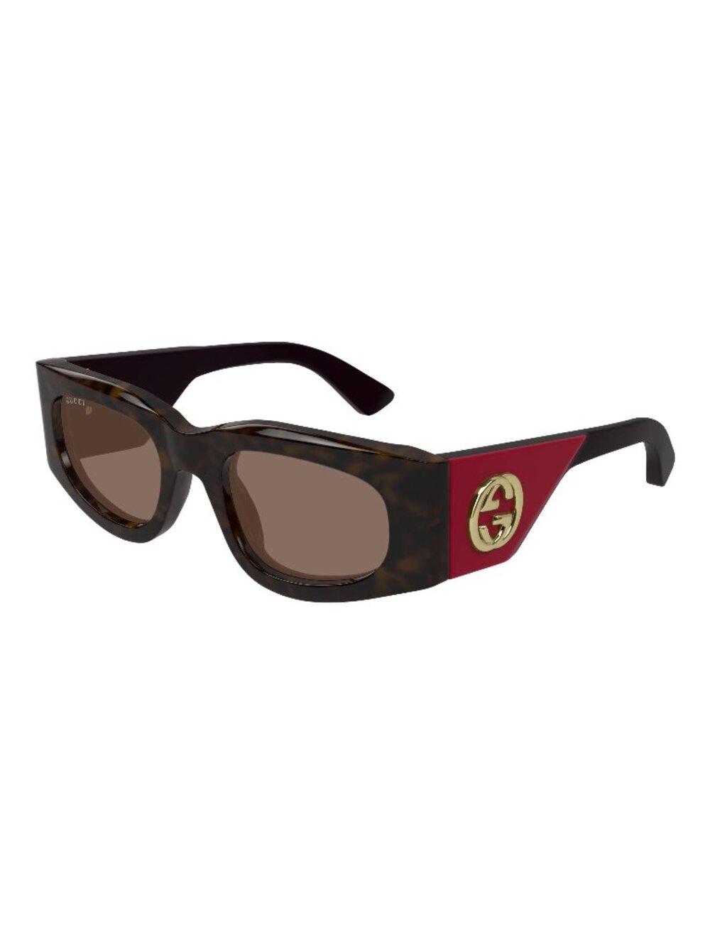 New Gucci Women's Sunglasses Havana Square Brown Lens Acetate Frame GG1664S 004